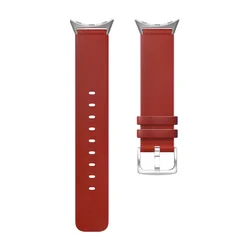 Premium Genuine Leather Strap - Elegant Sport Watchband Bracelet for Google Pixel Watch (Red)