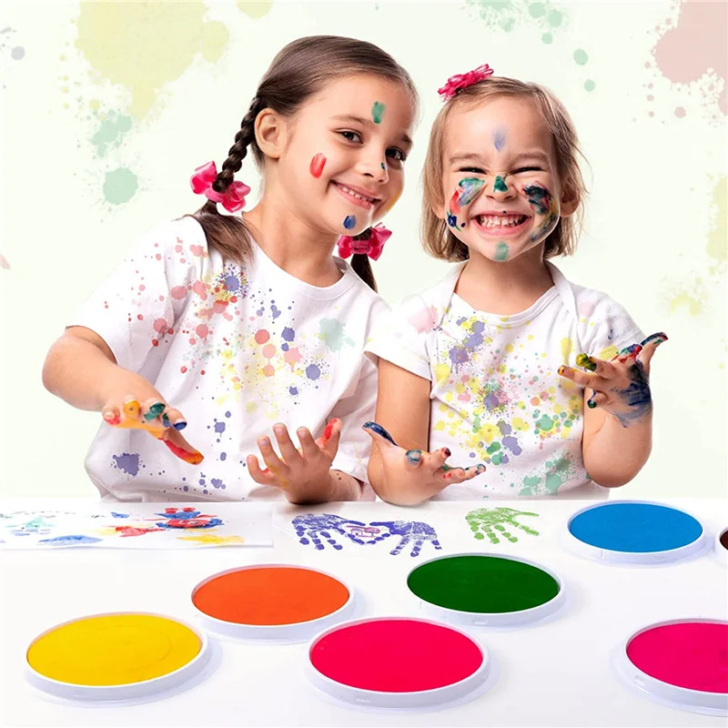 Large Round Craft Ink Pads Non-Toxic Baby Care Fingerptint Ink Pad Stamps Washable Newborn Pet Footprint Imprint Kit Souvenirs ink pads hand and footprint kit
