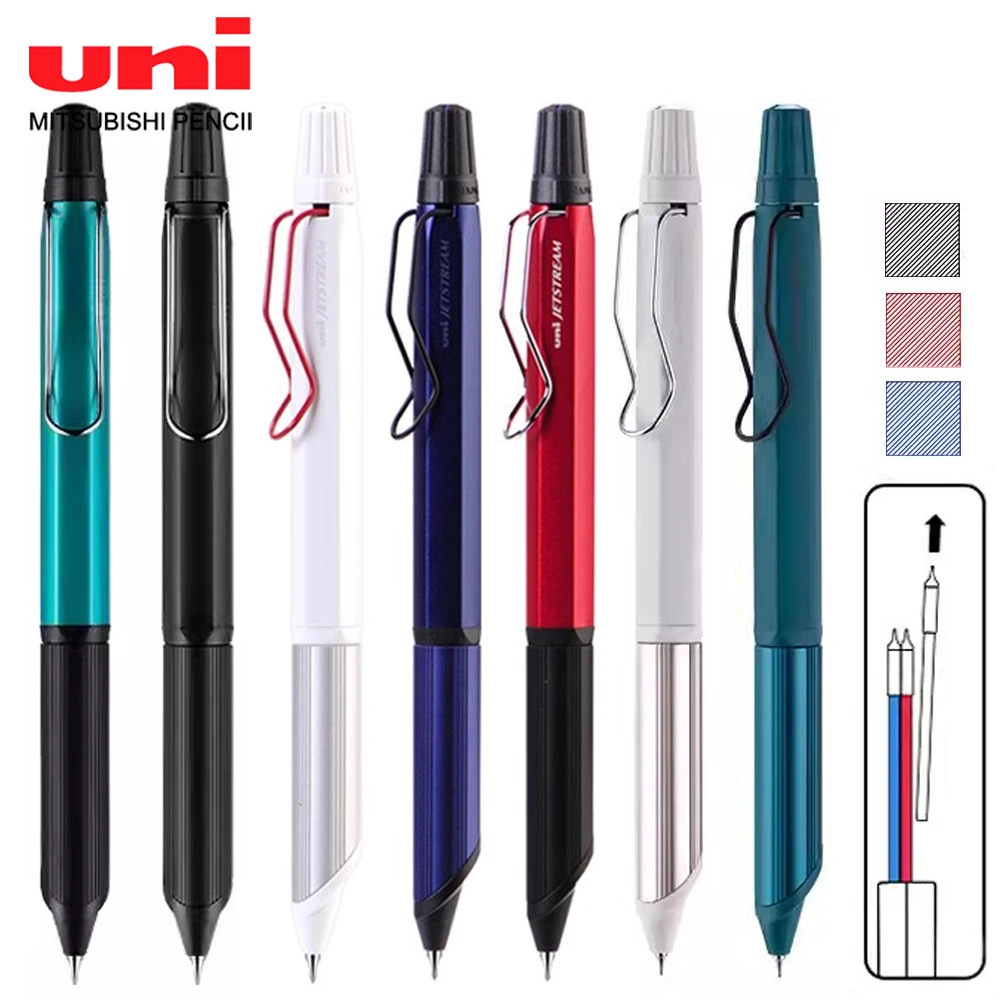 1pcs Japan UNI JETSTREAM Ultra Fine Gel Pen Multifunctional Pen SXE3-2503 Red Blue Black Ink Metal Cute Stationery Student Gifts