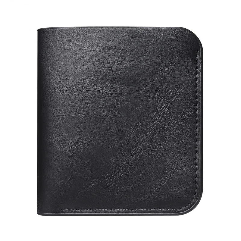 Genuine Leather Minimalist Mens Wallet Vertical Zip Around Bifold Slim RFID Blocking Vintage Retro Business Card Holder