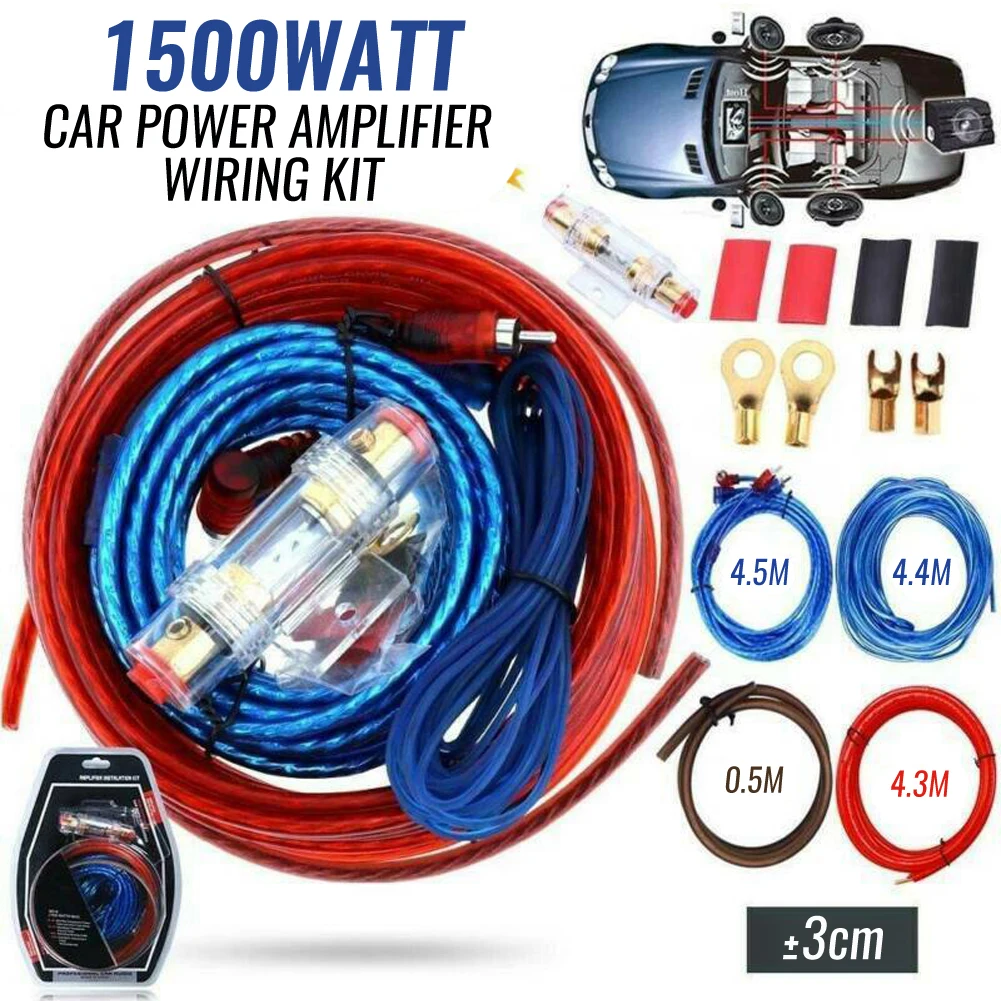 Car Stereo Audio Signal Cable Audio Cables 1500w Car Power Amplifier Wiring Kit Audio Subwoofer AMP RCA Power Cable Fuse Kit Car Audio Wire Wiring