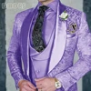 Fashionable Paisley Men's 3-piece Suit Set, Jacquard One Button Blazer, Vest Pants Formal Wedding Party Suits for Men 4