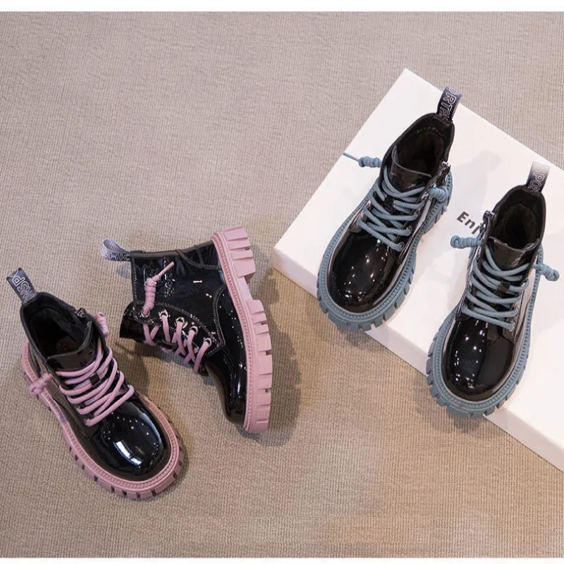 Fashion Kids Boots Girls British Style Children's Ankle Boots Autumn Winter Warm Waterproof Boys 3-15 Years Old Snow children boots