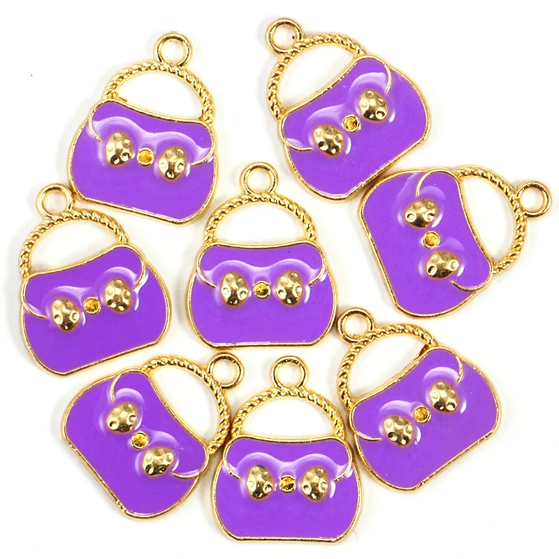 15pcs Lovely Lady Bag Enamel Alloy Pendant Charms for For Jewelry Making Women's Earring Bracelet Necklace Keychain Accessories