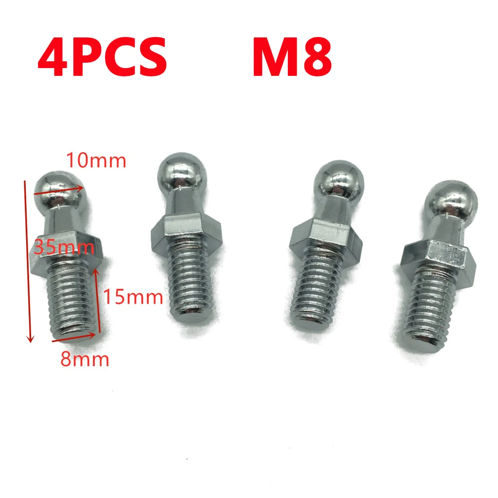 4Pcs M8/M6 Universal 10mm Rear Boot Front Bonnet Gas Strut End Fitting Connector Ball Pin Joint Valve Spring Screw gas strut fitting
