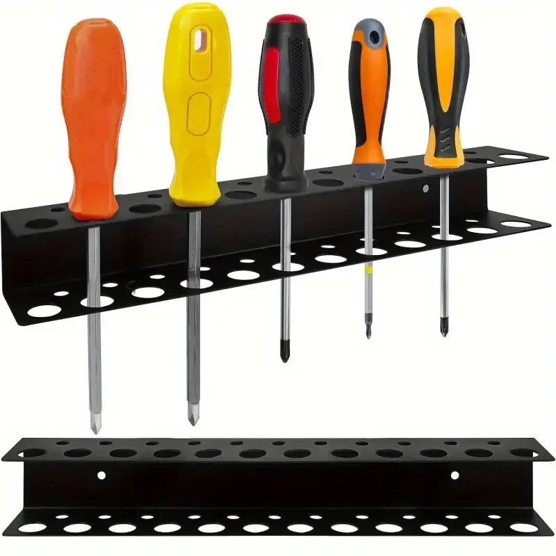 Screwdriver Holder Wall Mount 23 Holes 12.6" Heavy Duty Tool Organizer Rack for Garage Workshop Shed