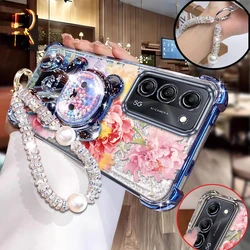 Elegant Red Floral Bracelet Holder Phone Case Cover - Galaxy A26 (Blue)