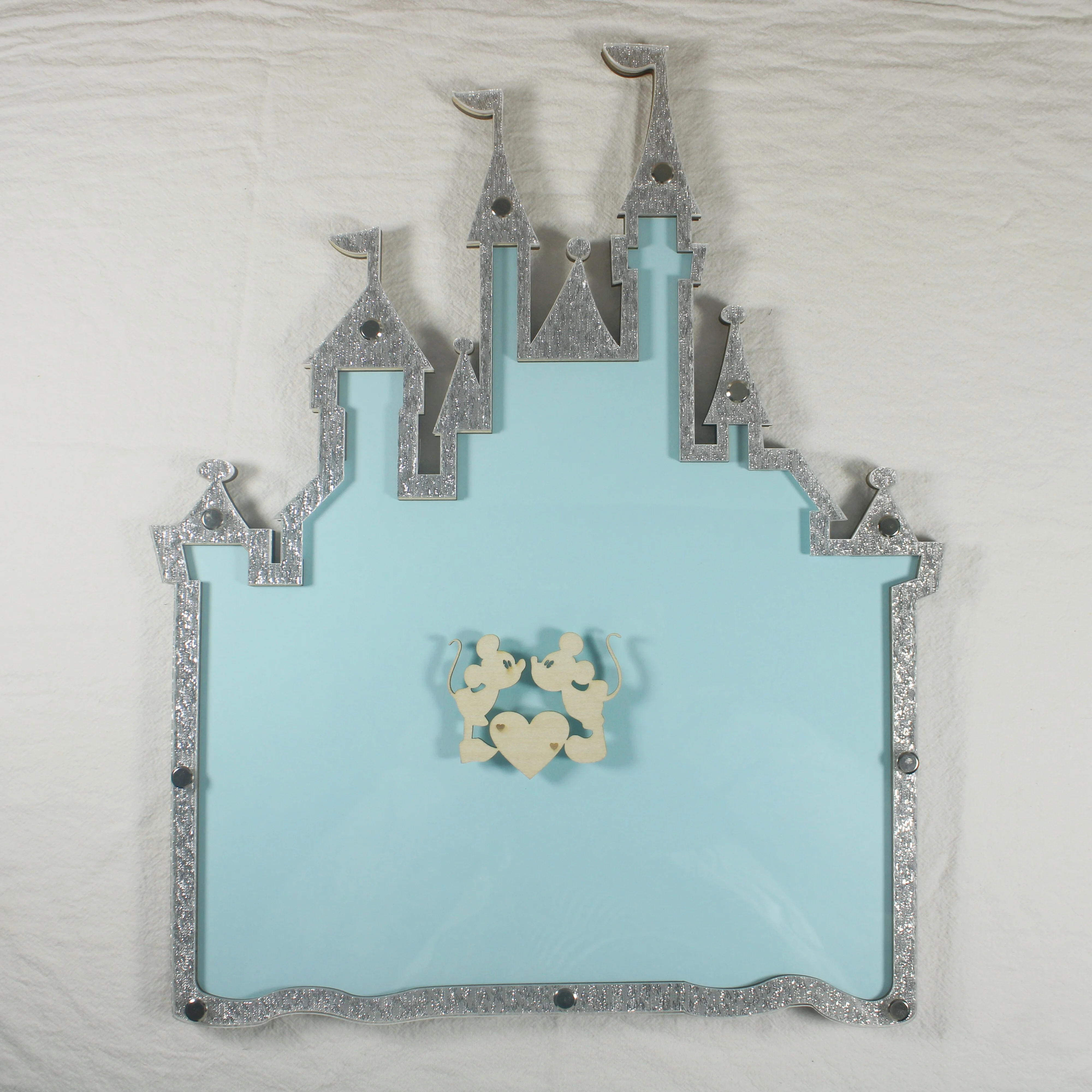 Inspired The Little Mermaid Wedding Castle Drop Box Guest Book Signature Glitter Silver Border Wedding Guest Book