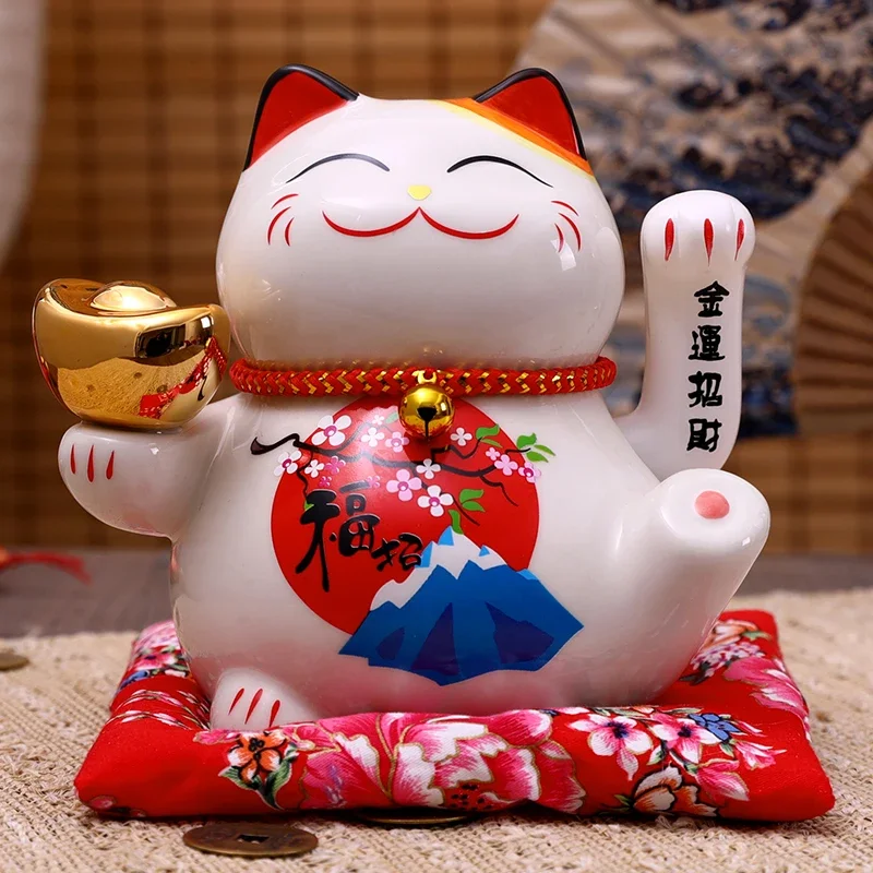 6 Pollici Ceramic Beckoning Cat Waving Hand Fortune Cat Electric Maneki Neko Miglior Regalo Decorazione Per La Casa Lucky Cat
