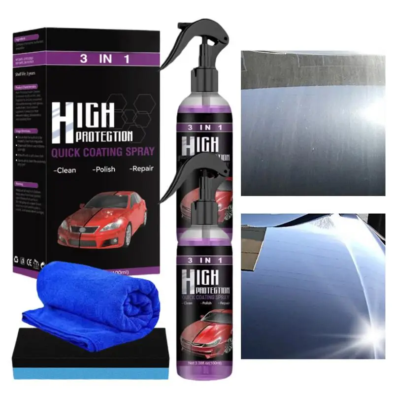 

Car Coating Spray Polish Spray 3 In 1 Coating Spray Refurbisher Waterless Wash Wax Hydrophobic Paint Sealant Detail Protection