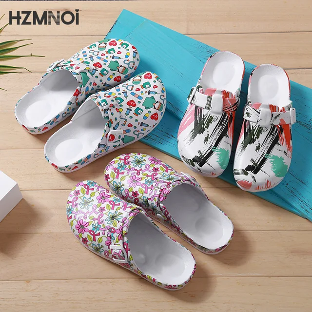 여성용 캐주얼 슬리퍼, 의료 의사 간호사 수술 신발, 편안한 착용감, 다양한 용도, HZMNOI, Terry, 아세테이트