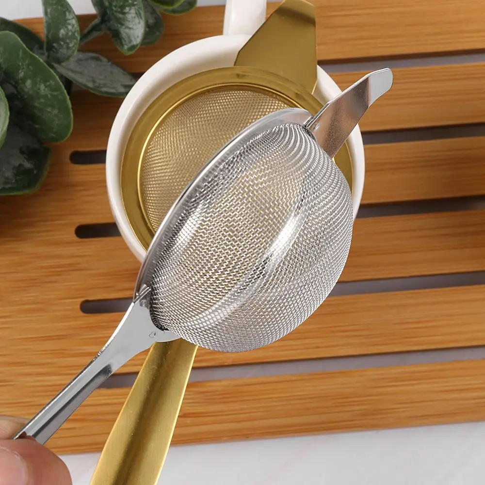 1 set Fine Tea Strainer Filters Kongfu Stainless Steel Mesh Colander Reusable Teapot Infuser With Handle Cookware