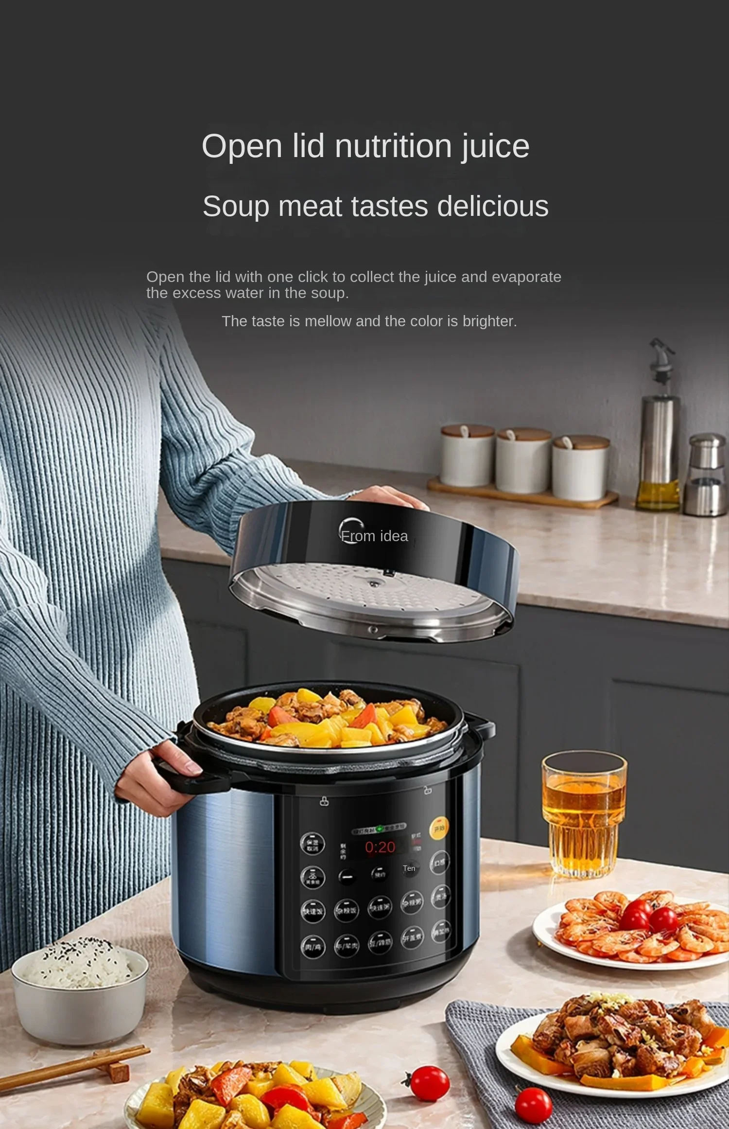 220V Midea Multi-cooker with Electric Pressure Cooker, 5L Double Inner Pot, 12 Preset Programs, Official Flagship Store Genuine