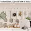 Coffee Bar Cabinet with Storage and Customizable Pegboard and Power Outlet, 71" Kitchen Buffet Sideboard with 3 Drawers and 4