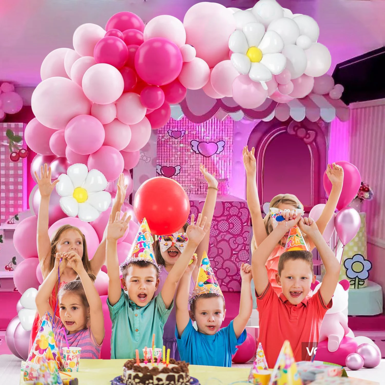 106-teiliges Rosa und Weißes Latex-Ballon-Girlanden-Set, Geeignet für Prinzessinnen-Geburtstag, Brautparty-Dekorationen – Detail 4