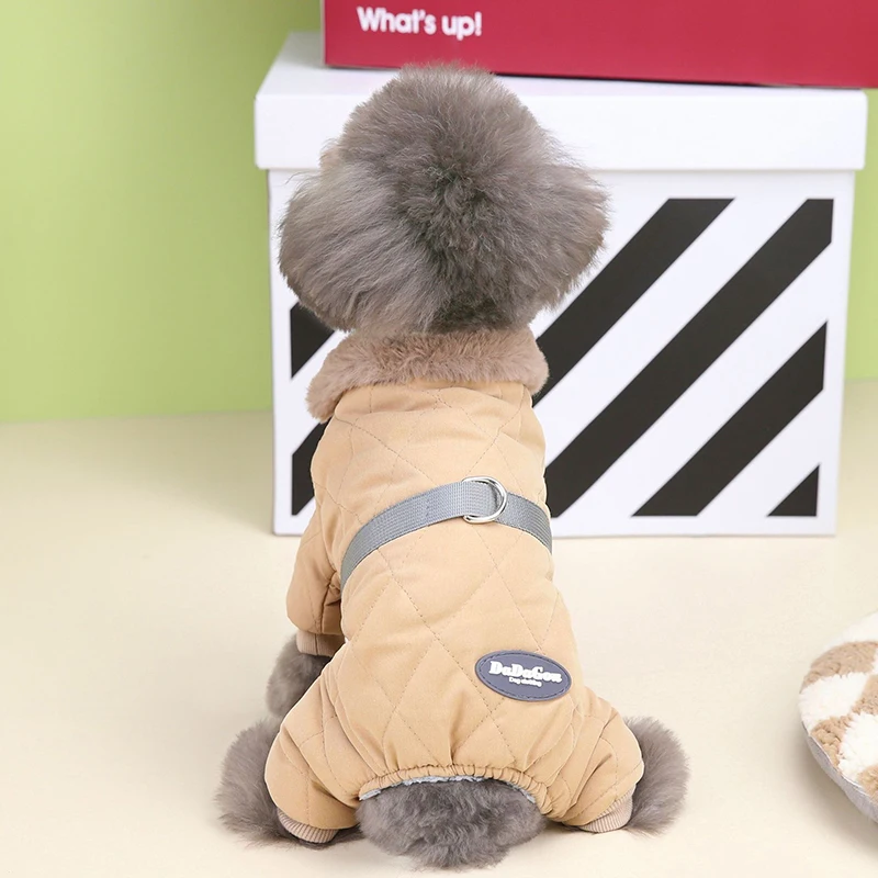 YIKEYO Hunde-Pyjama Für Kleine Hunde – Wärmender Winteroverall Mit Fußaufdruck Für Chihuahua & Yorkie