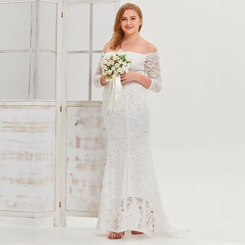 

Plus Size Wedding Lace Dresses Elegant Strapless Solid Color Party Dresses Large Size Female Evening Gowns Long Dresses 2023 New