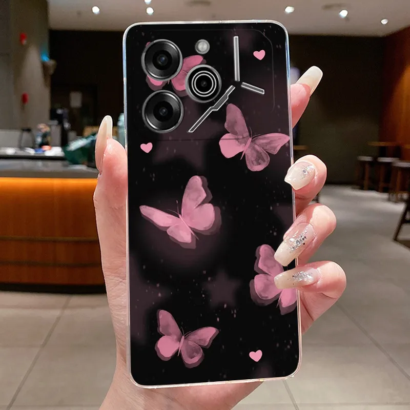Luxury Butterfly Flowers Transparent Soft TPU Phone Case