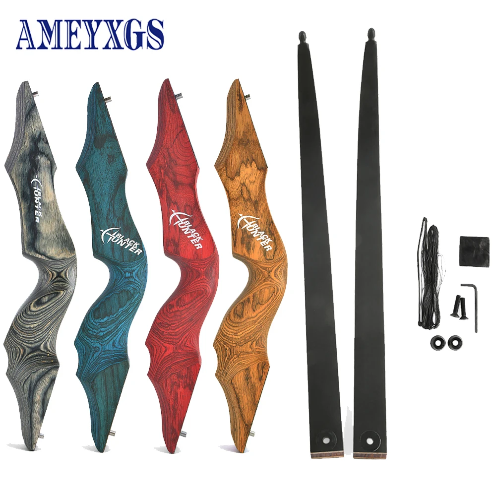 60 Pollici Black Hunter Arco Ricurvo Mano Destra/Sinistra Tradizionale Bellezza Caccia Riflessione Arco E Freccia Tiro All'Aperto Arco In Legno