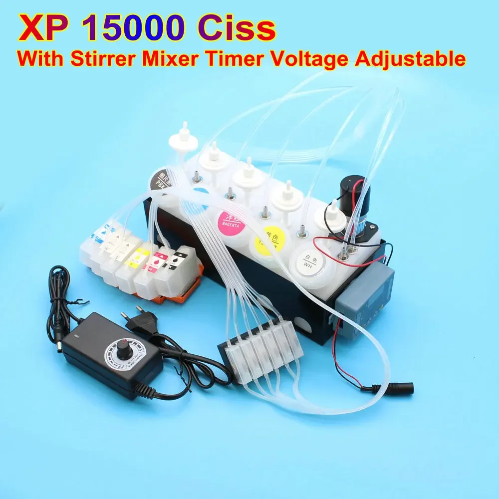 DTF CISS For Epson XP15000 DTF Ink System White Ink Tank With Adjustable Voltage Power Stirrer Mixer Timer XP 15000 Tank Kit