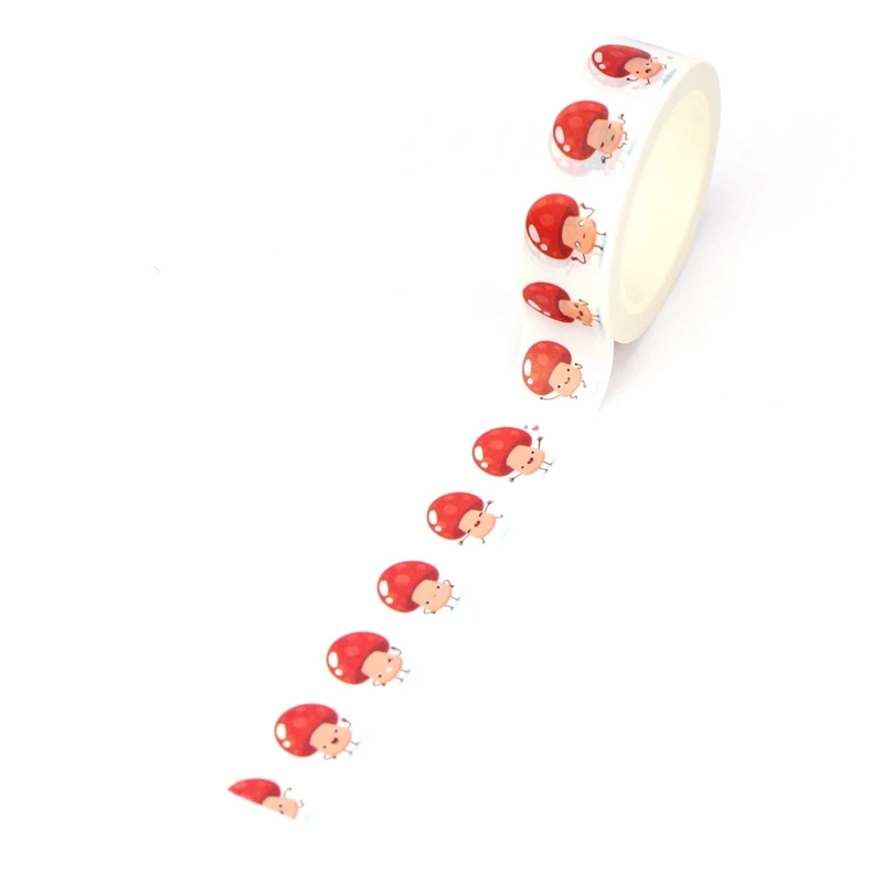2023 NEW 1PC 10M Decorative Autumn Red Mushrooms and Leaves Washi Tape Set for Scrapbooking Planner Masking Tape Cute Stationery