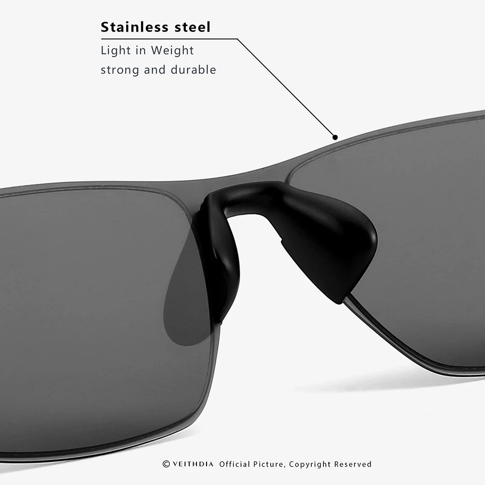 VEITHDIA Occhiali da sole da uomo Pesca polarizzati UV400 Lenti in nylon Occhiali da guida per esterni Occhiali da sole in acciaio inossidabile per uomo_voghion.com