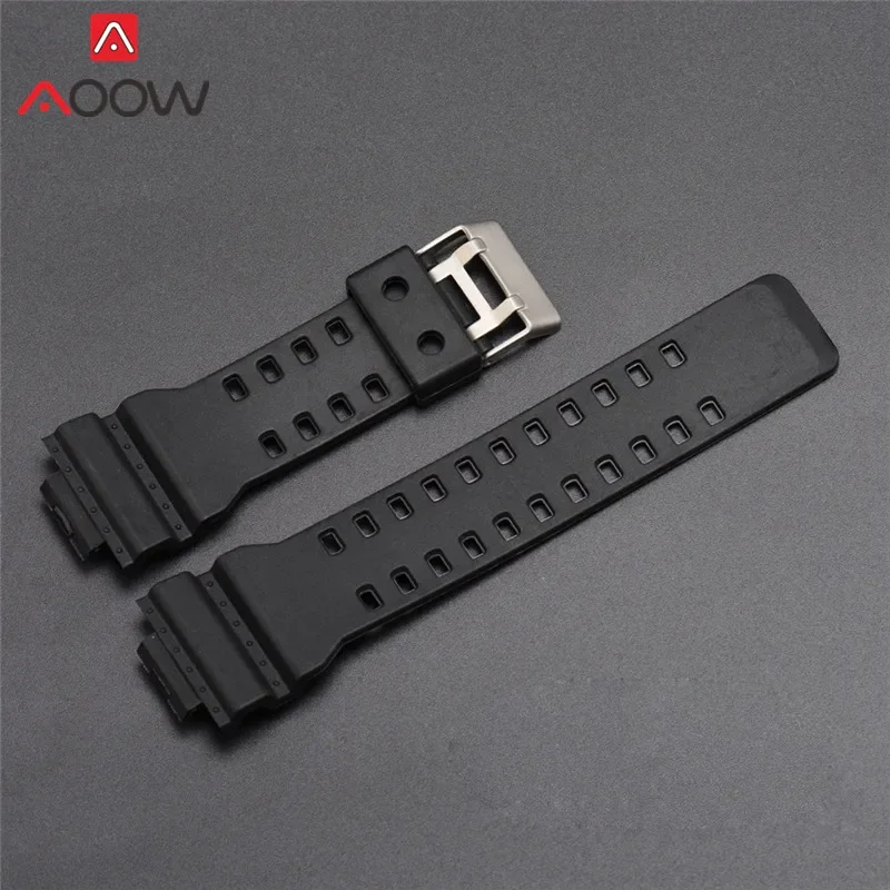 Elegant 16mm Resin Sports Watchband with Gold Buckle - Waterproof Replacement Bracelet