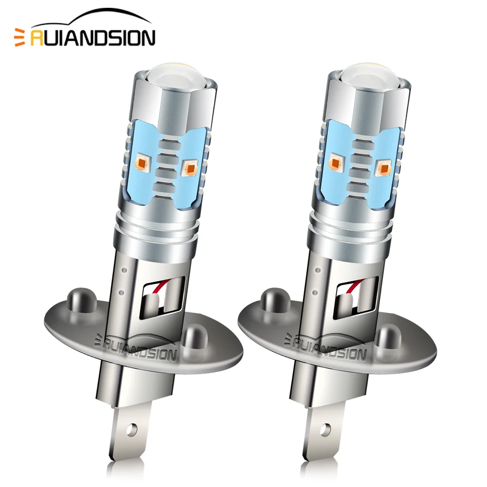 H1 LED 플래시 스트로브 안개등 전구 30W 12-24V 범용 자동차 트럭 호박색 360도 발광 안개등 DRL 헤드라이트 전조등 2개