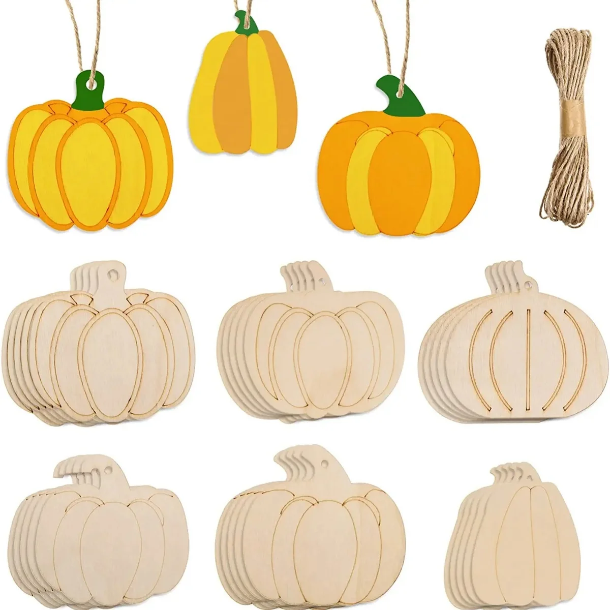 6pcs/set Wooden Pumpkin Hanging Craft DIY Painting Ornaments For Thanksgiving Home Door Garden Decorations Kids Gifts Supplies