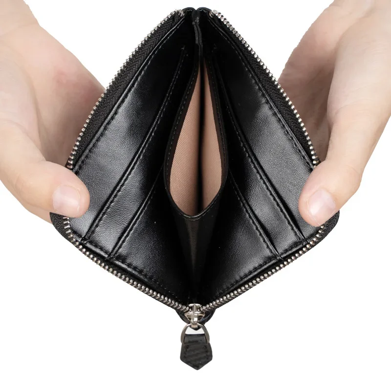 Men's Short Genuine Leather Wallet Cowhide Coin Purse Rfid Ultra-thin Multi-card Card Holder