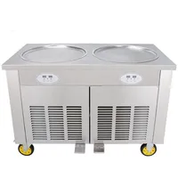 Round Pan Ice Cream Machine Double Barrel Commercial Stainless Steel Yogurt Rolls Maker 1