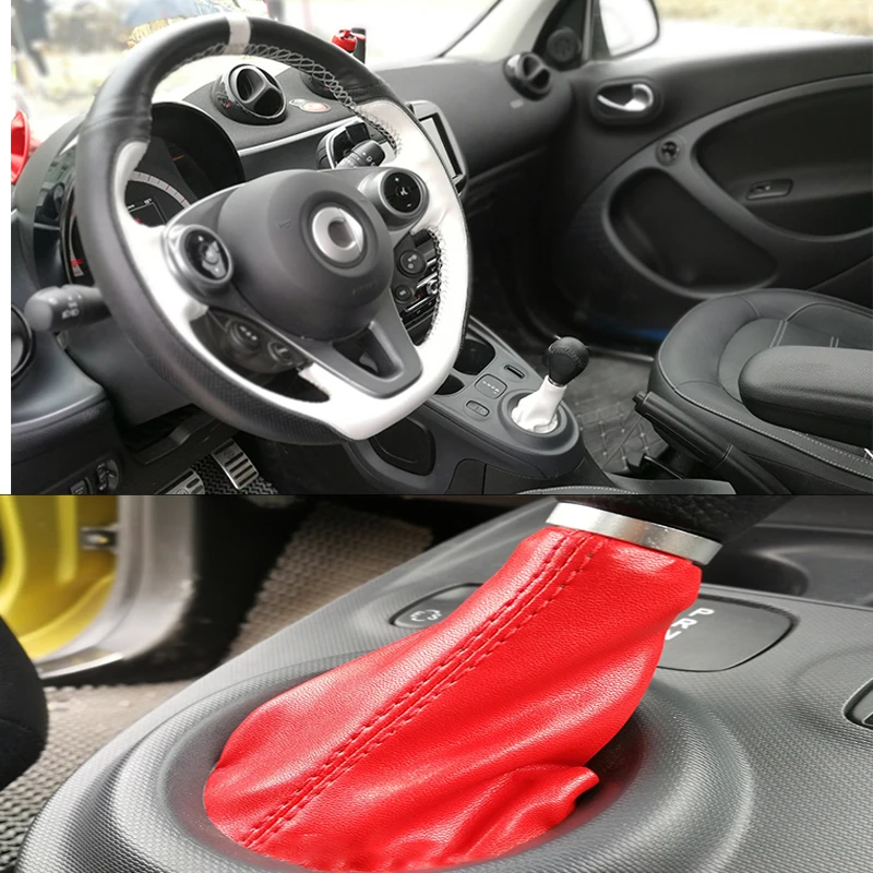 Car Leather Gear Cover Dust Jacket Decoration For Mercedes Smart 453
