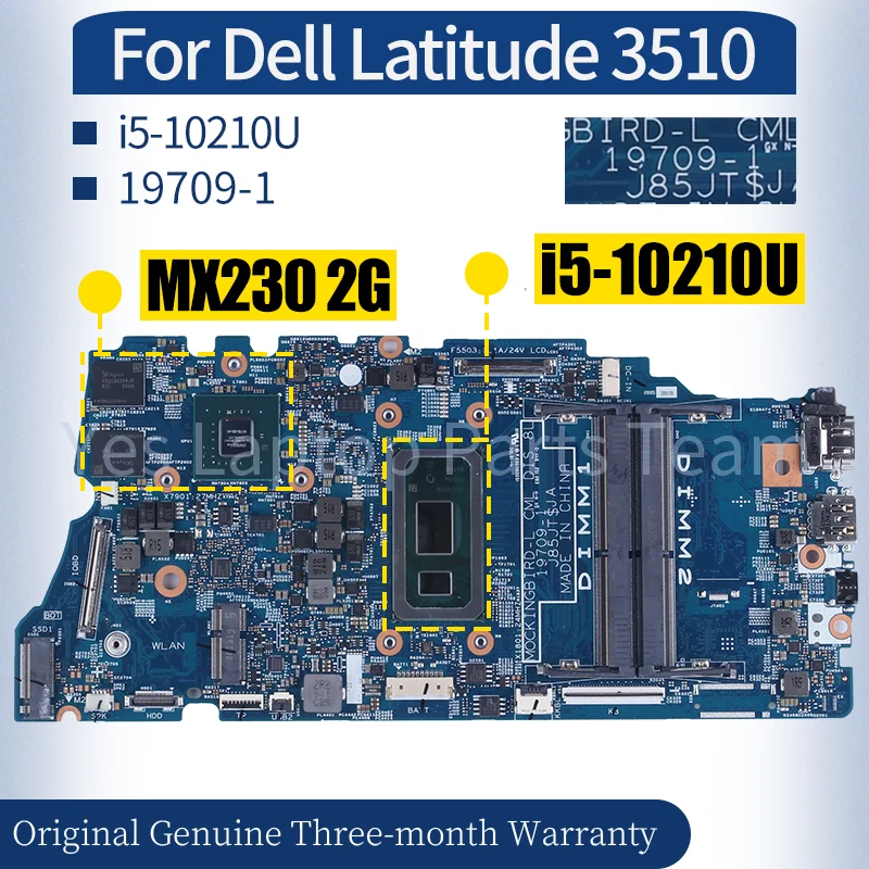 

For Dell Latitude 3510 Laptop Mainboard 19709-1 03C8WJ i5-10210U MX230 2G Notebook Motherboard