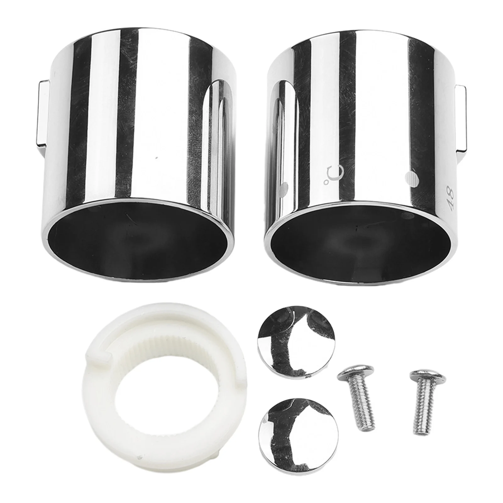 

Temperature Control Knob Handles For SMA Thermostatic Mirror Shower Silver Stop Ring 1pair 42.5mm Bath Shower Mixer