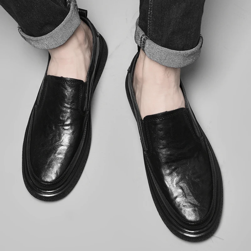 Comfortable Breathable Men's Flats Genuine Leather Mens Loafers Business Casual Driving Shoes Comfortable Sports Walking Shoes 6