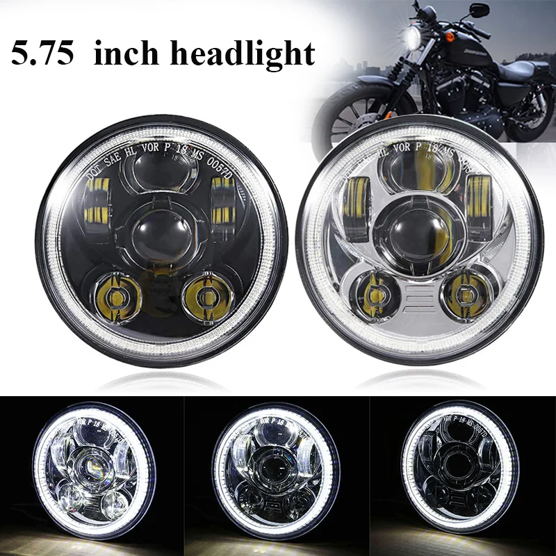 

5.75" 5 3/4 LED Motorcycle Headlight Black For Harley Sportster 1200 XL1200L Custom XL1200C 883 XL883 883L XL883R 48