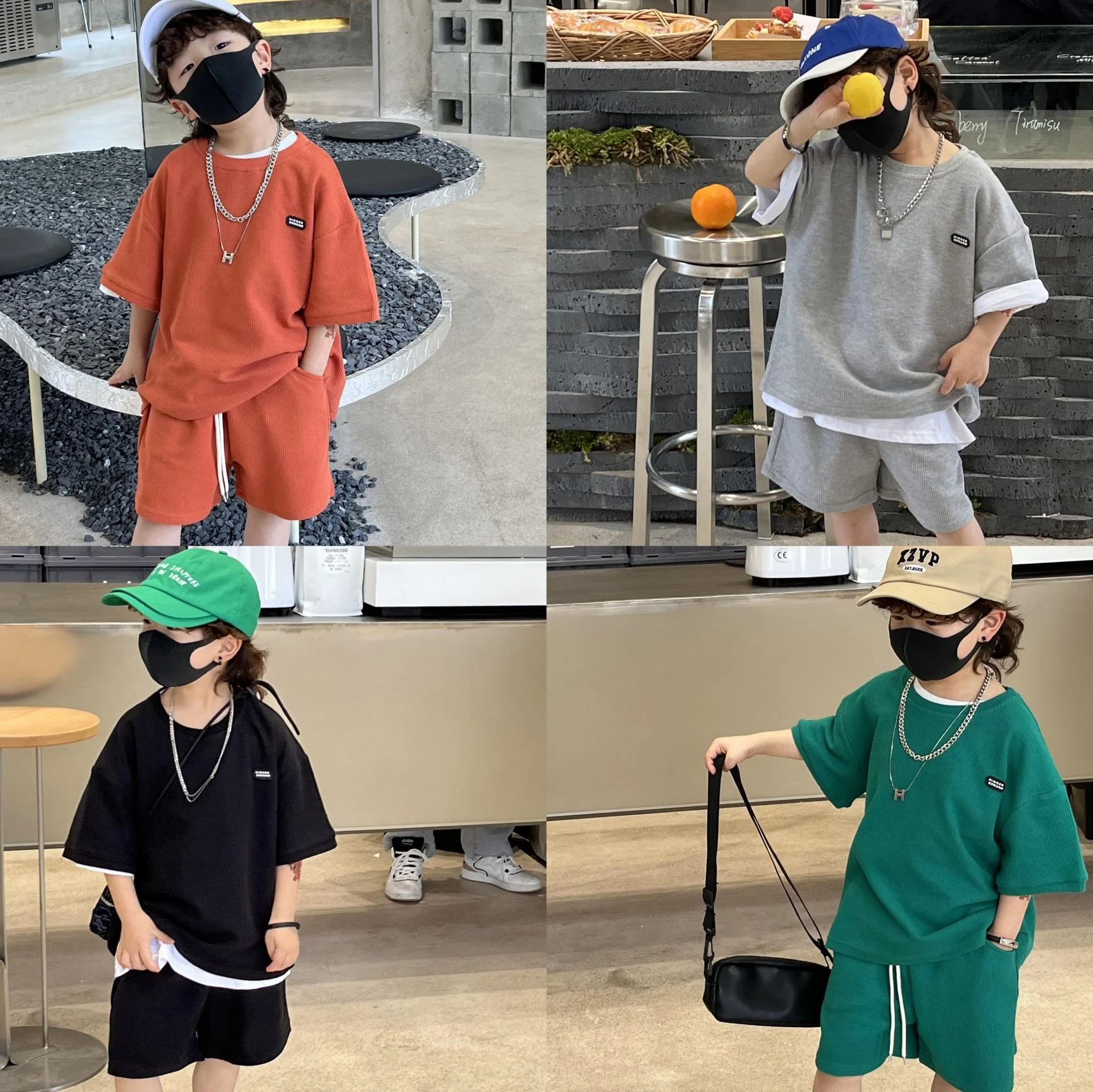 

Summer Casual Cotton Plain Baby Boys T-Shirt+Drawstring Short Pants Set Children Top Tees Sets Kids 2 Pieces Clothing 1-10 Years