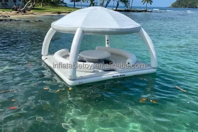 10 Person Inflatable Pool Float Island Floating Deck with Tent and Lounge for Sale