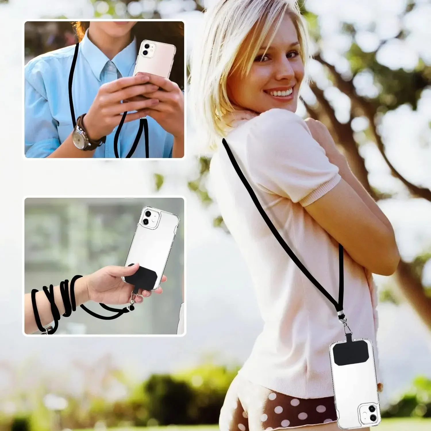 Universal Cell Phone Lanyard Crossbody Neck Strap with Clear Tether Tab