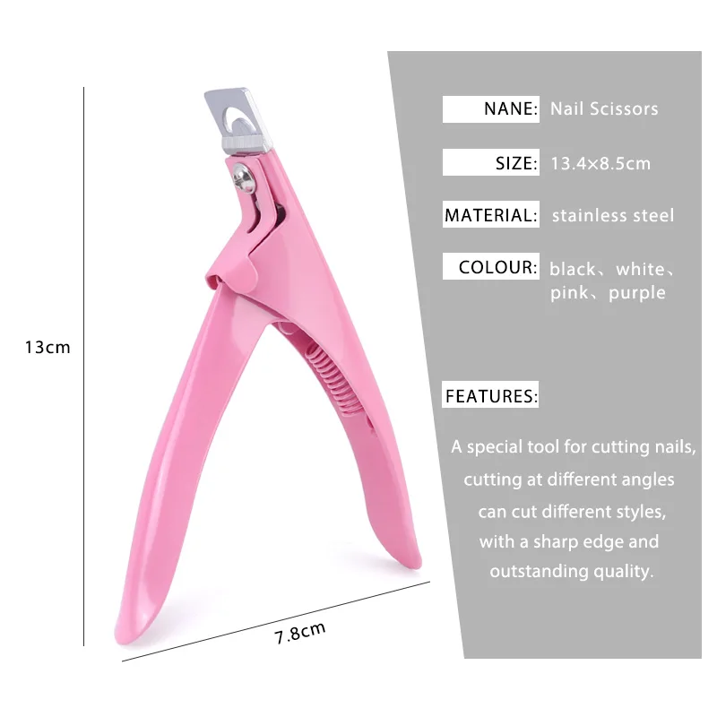 1Pcs Professional Nail Art Clipper U-type False Tips Edge Nail Cutters Stainless-Steel Manicure Tools J-1 nail clipper nail clippers