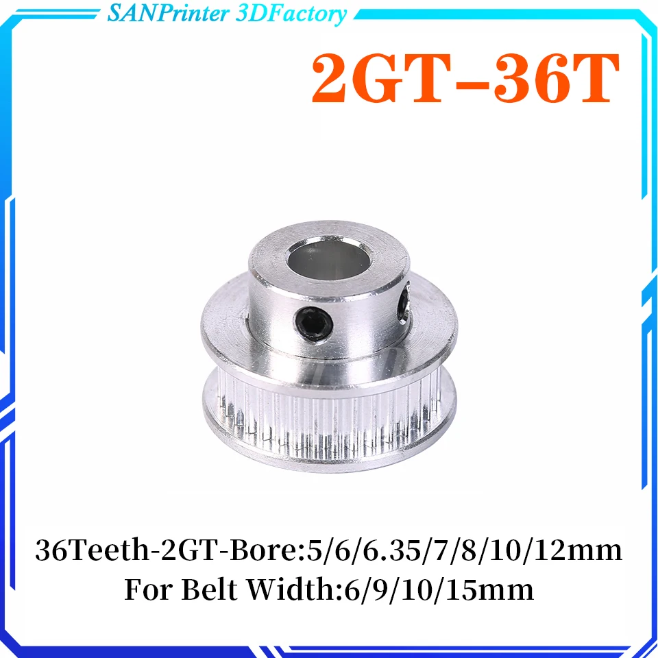 36 teeth GT2 Timing Pulley Bore 5mm 6mm 6.35mm 8mm 10mm for belt used in linear 2GT pulley 36Teeth 36T