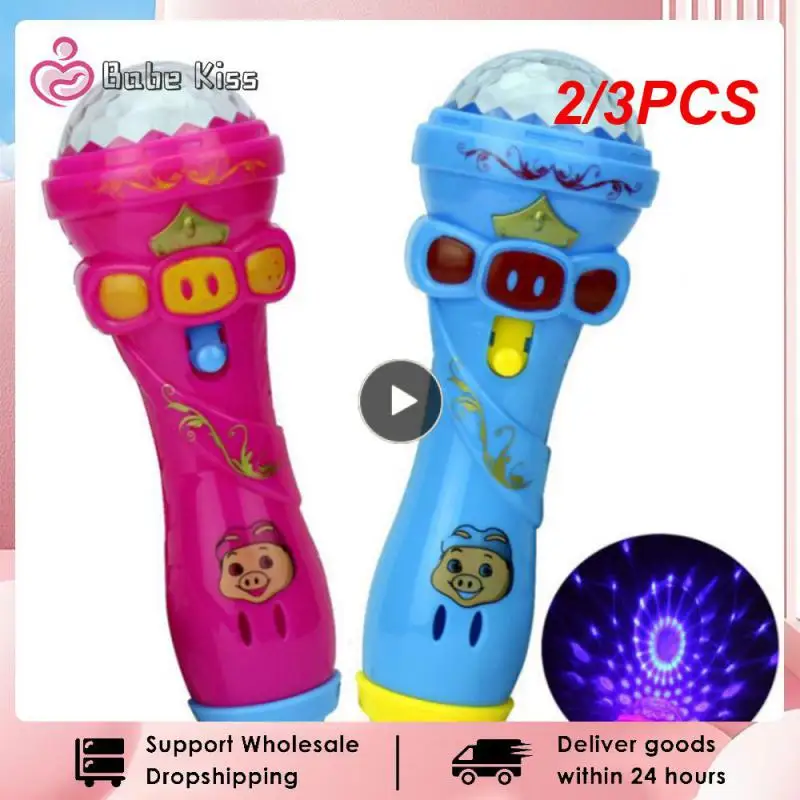 

2/3PCS Light Flashing Projection Microphone Flash Microphone Starry Sky Light Stick Light Toy Flashlight Shape Kids Luminous Toy