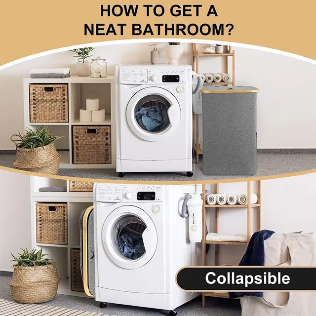 Nagy Kapacitású Mosodai Kosár Fedéllel És Fogantyúval, Összecsukható Akadályt Cserélhető Táskával - Image 2