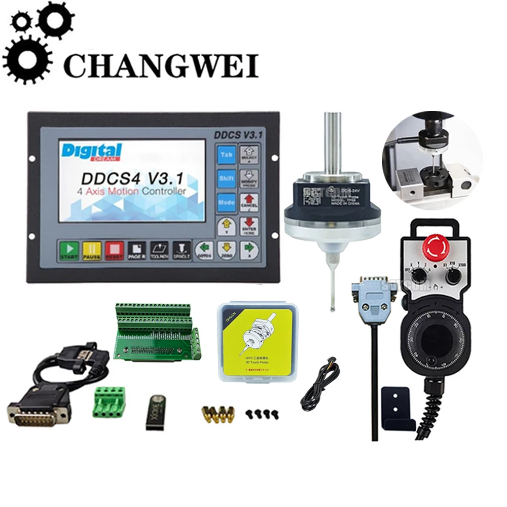 Автономный ЧПУ контроллер Ddcsv3.1 3-осевой/4-осевой + v6 анти-роликовый 3d сенсорный зонд Edge Finder, совместимый с Mach3 и Grbl с Mpg