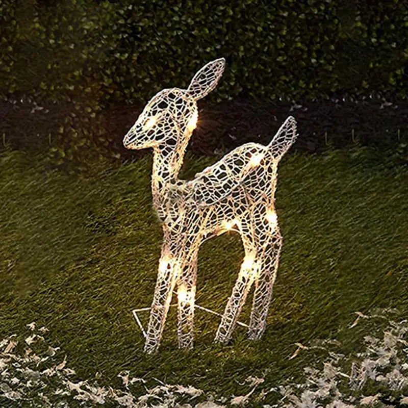 Handmake Iron Art Elk Deer Christmas Garden Decor LED Light Glowing Glitter Reindeer Xmas Home Outdoor Yard Ornament Decoration