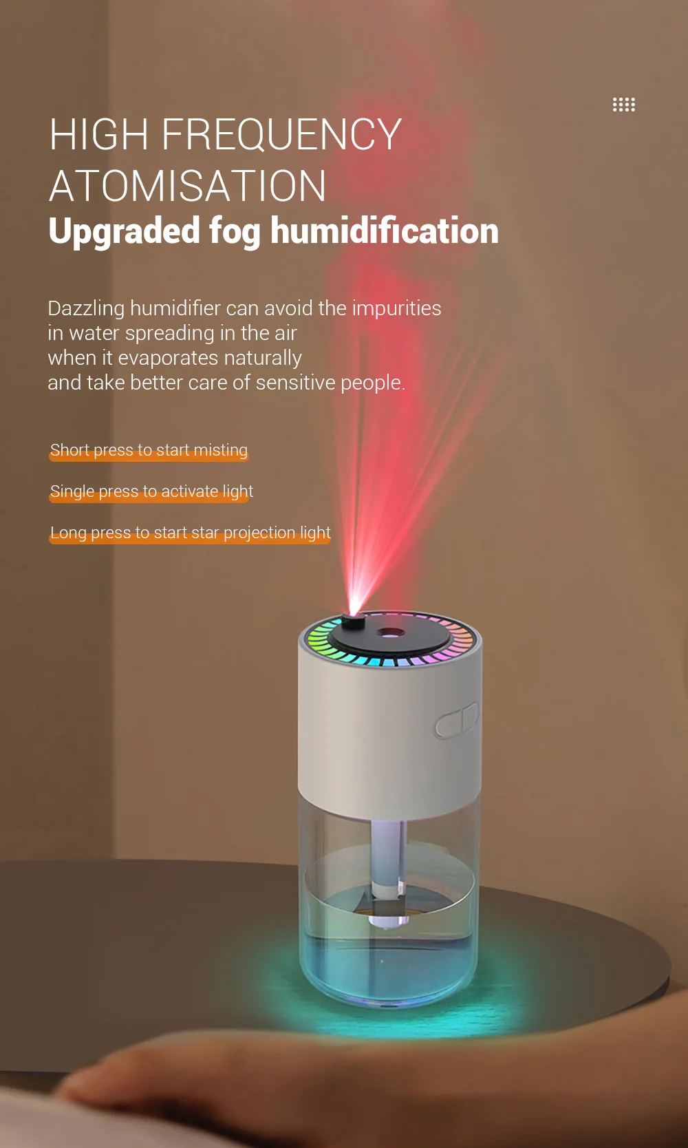 Description Picture 4 of item280ml Mini Air Humidifier USB Electric Aroma Diffuser with Colorful Night Light Home Car Mist Maker Aromatherapy Humidifier