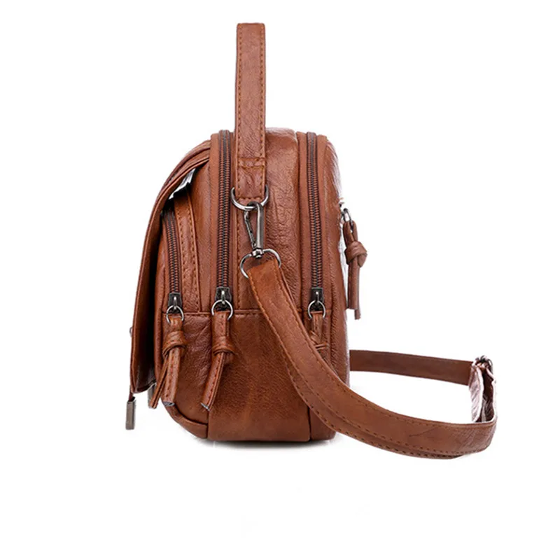 Oval Small Tote Bags for Women Retro Crossbody Phone Bag, Soft Pu Leather Multi Layer Handbag Purse, Single Shoulder Bag Wallet.