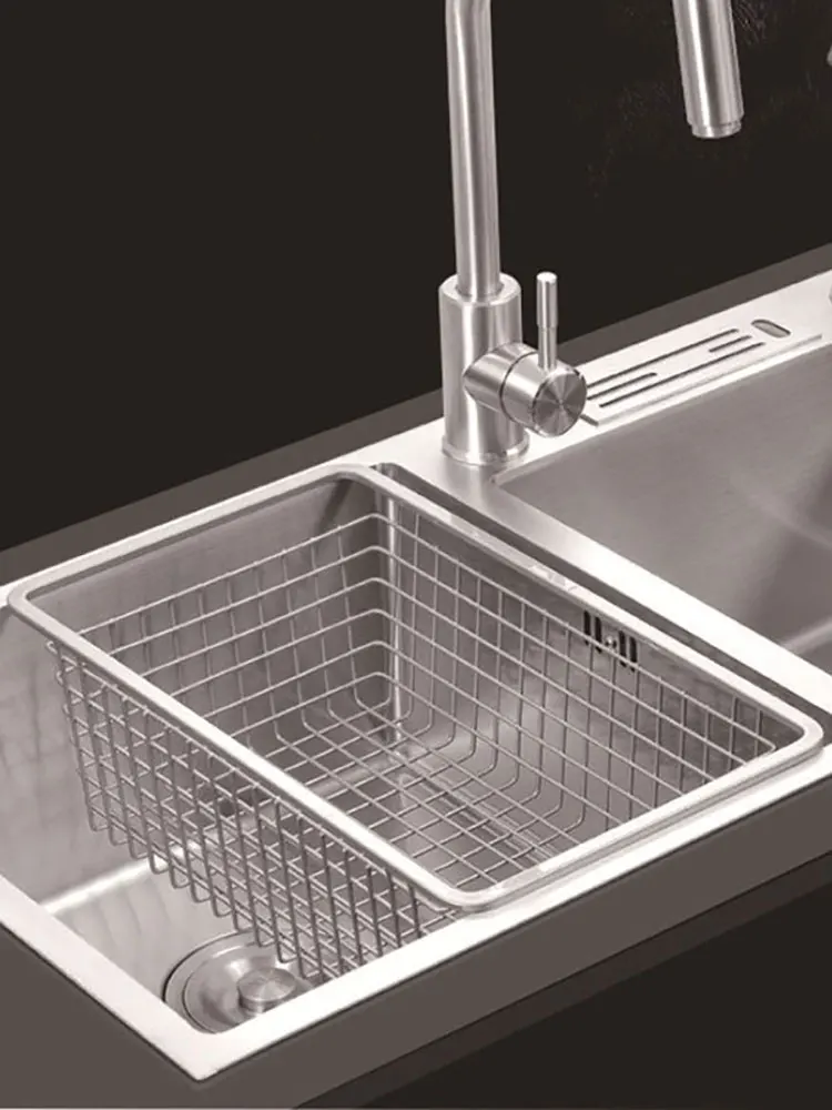 Kitchen sink drain basket drying tableware drain rack washing vegetable fruit basket high-end nano water scouring rack