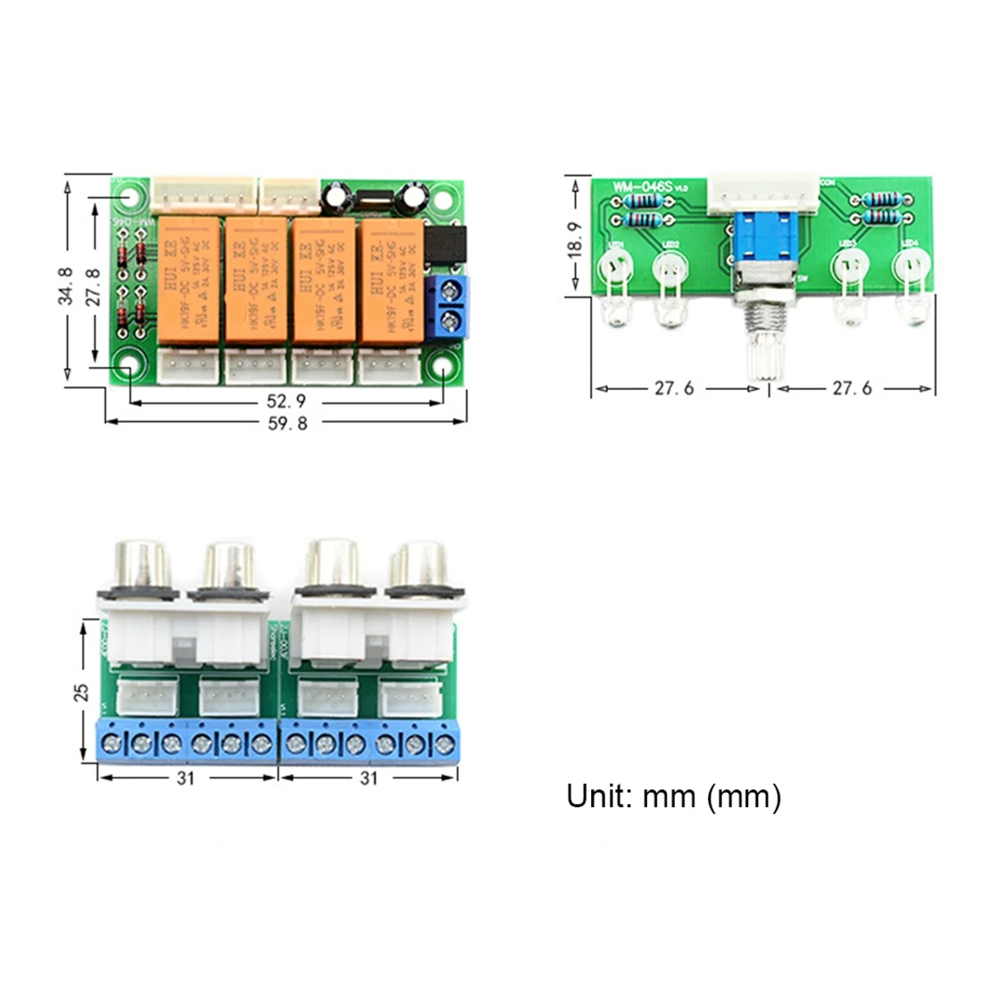 Relay 4-Way Audio Input Signal Selector Switching RCA Audio Input Selection Board of Rotary Switching