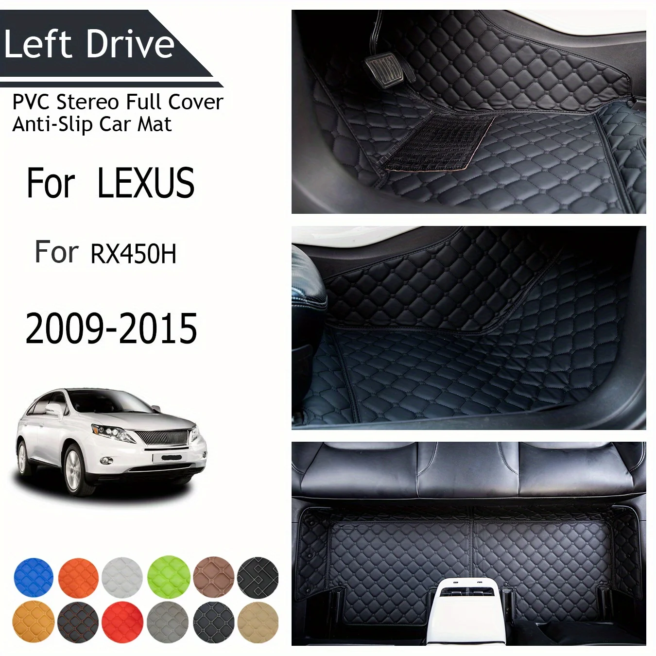 

TEGART 【LHD】For LEXUS For RX450H 2009-2015 Three Layer PVC Stereo Full Cover Anti-Slip Car Mat car mats floor
